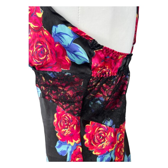 Victoria's Secret Negligee Slip‎ Lingerie Top Black Floral Satin Lace L - Picture 3 of 11